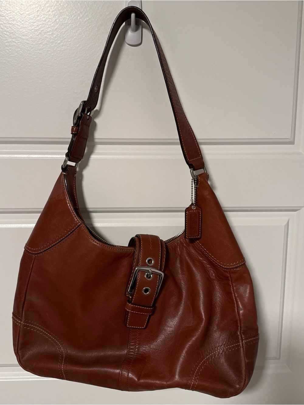 Coach Leather Shoulder Bag in Chestnut Brown